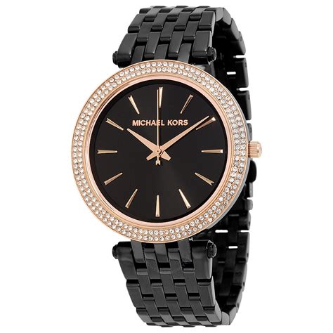 black michael kors watch with diamonds